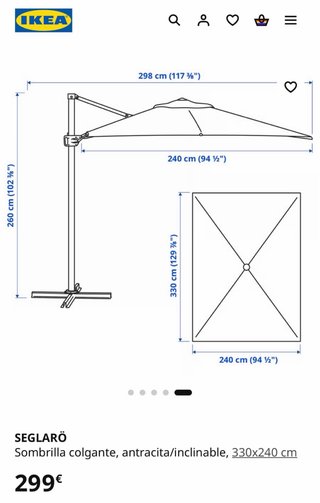 Sombrilla XL Seglaro Ikea Beige. Nueva en caja