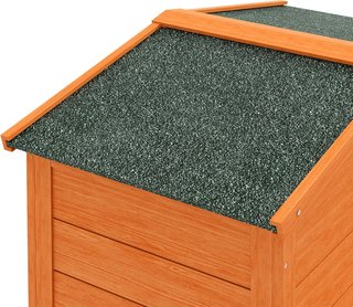 Conejera de 2 Pisos para Exterior, Jaula para Animales Domésticos de Madera de Abeto y Alambre Metálico, 150X45X85 Cm, Naranja
