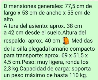 Silla de camping plegable gris sin estrenar