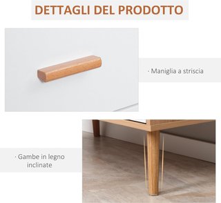Cómoda Elevada de 3 Cajones para Sala de Estar y Dormitorio, Cómoda Moderna de Madera, 80X39X80 Cm, Blanca y Color Madera