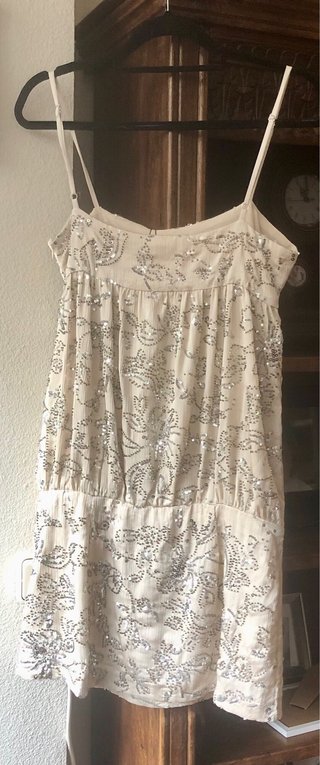 Rebajado Vestido Zara Beige con Lentejuelas