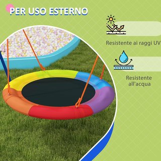 Columpio de Jardín para Niños, Columpio en Forma de Nido para 1-2 Niños con Estructura en A de Metal Reforzado, 196X172X180Cm, Multicolor