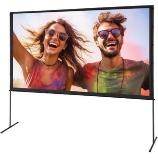 Pantalla de Proyector con Soporte, Pantalla de Película Exterior de 120 pulgadas 16:9 4K 1080 HD con Soporte, Pantalla de Proyección Sin Arrugas con Patas de Barra y Bolsa de Transporte, para Cine...