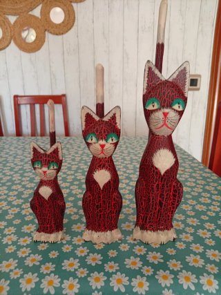 Figuras de Gato de Madera (Set de 3)son 3 medidas