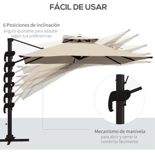 Sombrilla de jardín beige parasol 300x300 cm
