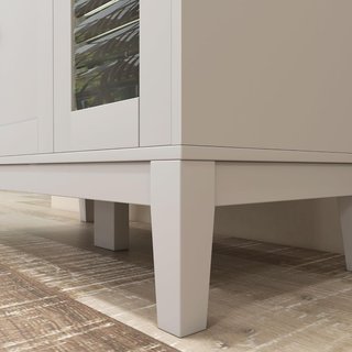 Microondas Con Superficie para Electrodomésticos, Armarios y Puerta de Vidrio, Credenza de Cocina con Estantes Regulables, Orificio para Cables y Patas de Pino, para Cocina, Sala de Estar, 80X35X9...
