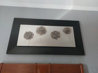 Cuadro Diente de León Negro y Plata. 140x90