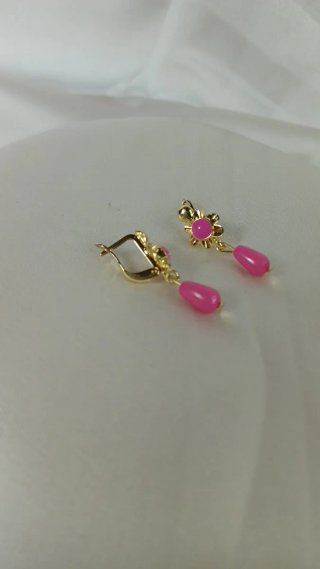 Pendientes Cubanitas Chapado Oro 18k Topacio Rosa