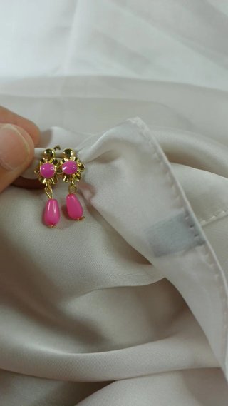 Pendientes Cubanitas Chapado Oro 18k Topacio Rosa