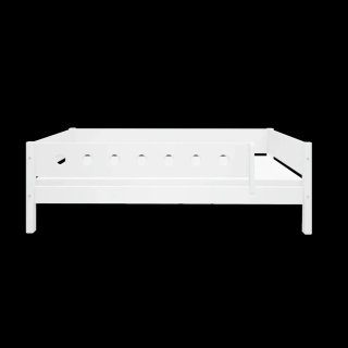 Cama infantil blanca flexa con cajoneras y barrera