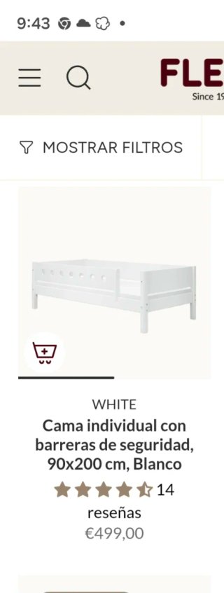 Cama infantil blanca flexa con cajoneras y barrera