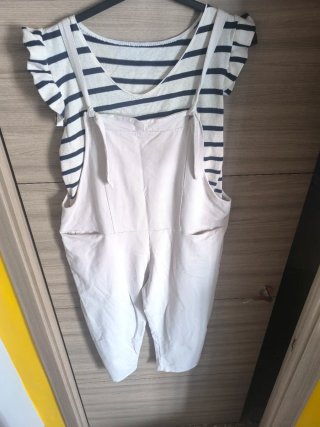 Peto premamá beige y rayas
