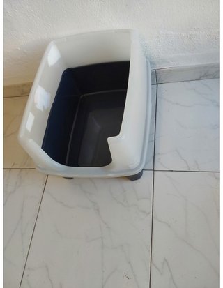 Iris Ohyama Katzenklo mit Schaufel - bis 7 kg - Grau - offen - ohne Deckel - Katzentoilette - hoher Abnehmbarer Rand - Für große Katzen