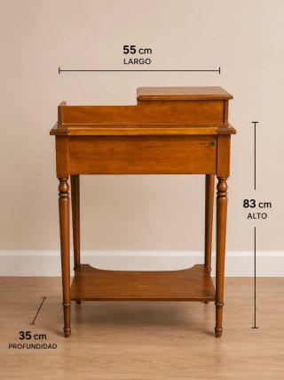 Escritorio Vintage Madera y Piel 2 Cajones