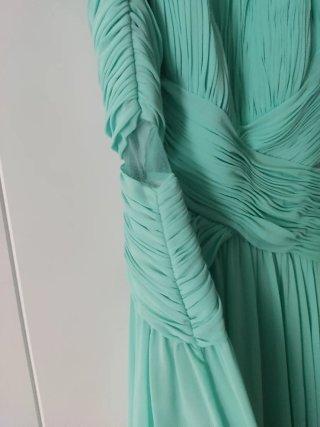 Vestido de fiesta largo verde azulado