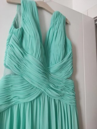 Vestido de fiesta largo verde azulado
