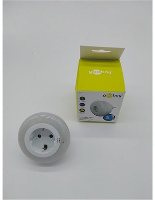 goobay 64567 Luz LED nocturna para enchufe/luz snooze niños/luz enchufe/sensor crepuscular y contacto protector de enchufe / 3 m