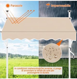 Tenda da sole Yaheetech beige, balcone, veranda