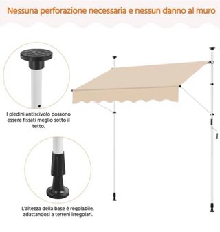 Tenda da sole Yaheetech beige, balcone, veranda