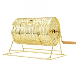 Tambor de Rifa, 11.6 x Ø7.48 pulgadas, Jaula Giratoria de Boletos de Rifa con Acabado en Latón, Capacidad para 2500 Boletos o 100 Pelotas de Ping Pong, Sorteo de Lotería Metálico con Mango de Made...