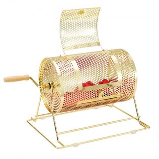 Tambor de Rifa, 11.6 x Ø7.48 pulgadas, Jaula Giratoria de Boletos de Rifa con Acabado en Latón, Capacidad para 2500 Boletos o 100 Pelotas de Ping Pong, Sorteo de Lotería Metálico con Mango de Made...