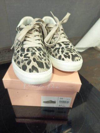 Zapatillas Mujer Estampado Animal Beige/Negro