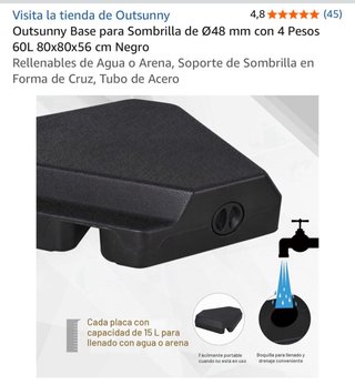 Base para sombrilla Ø48mm 60L negro