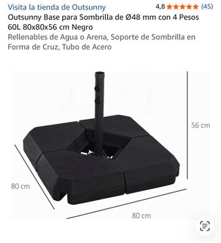 Base para sombrilla Ø48mm 60L negro