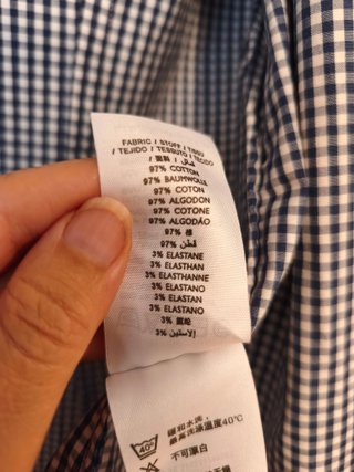Camisa algodón elástico en cuadros vichy
