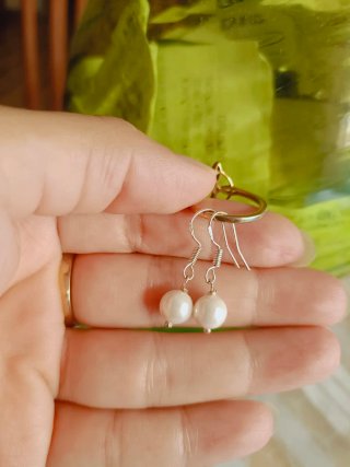 Pendientes perla niña/dama chapada plata
