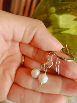 Pendientes perla niña/dama chapada plata