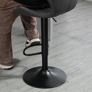 Juego De 2 Taburetes Altos De Piel Sintética Con Altura Ajustable, Taburetes De Cocina Giratorios Con Respaldo Y Reposapiés, 46.5X49.5X92-113Cm Gris