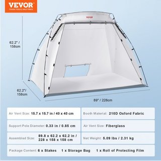 Refugio para Pintura en Spray, Carpa Portátil de 2.3m x 1.6m x 1.6m con Suelo Incorporado y Pantalla de Malla, Cabina de Pintura Plegable para Muebles, Estación de Pintura para Herramientas de Gra...