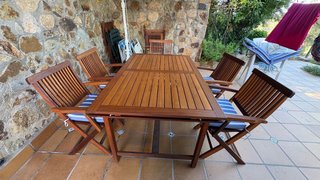 Conjunto Mesa y Sillas Jardín Madera
