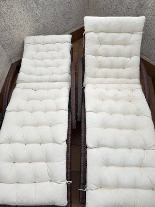 Conjunto Sofás Terraza Mimbre y Tela con hamacas