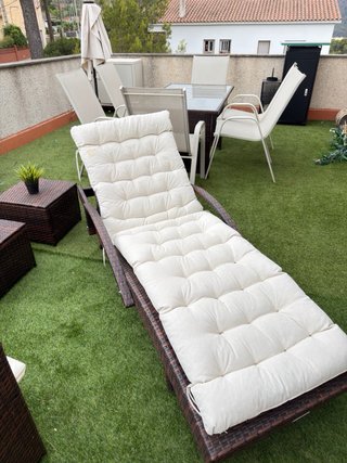 Conjunto Sofás Terraza Mimbre y Tela con hamacas