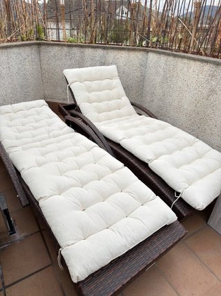 Conjunto Sofás Terraza Mimbre y Tela con hamacas