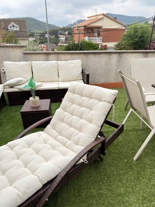 Conjunto Sofás Terraza Mimbre y Tela con hamacas