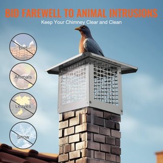 Tapa de Chimenea 330.2 x 228.6mm, Cubierta de Chimenea de Acero Inoxidable 304, No Fácilmente Volcable & Accesorios Prácticos & Fácil Instalación, Se Ajusta a Cubiertas de Malla Fuera de Tejas de ...