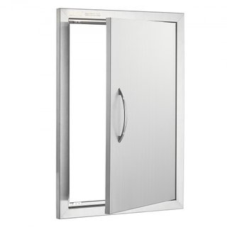 Puerta de Acceso para BBQ, Puerta de Cocina Exterior Individual de 432x610 mm, Puerta Montada a Ras de Acero Inoxidable, Puerta Vertical de Pared con Mango, para Isla de BBQ, Estación de Parrilla,...