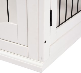 Caseta para Perros de Interior, Jaula para Animales de Madera y Metal con Doble Puerta, 58.5X81X66Cm, Blanco