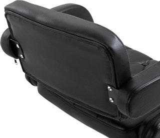Taburete Alto de Bar con Respaldo y Apoyabrazos, Taburete de Cocina Moderno Giratorio con Altura Ajustable y Reposapiés, en Piel Sintética, 64X50X94-114Cm, Negro