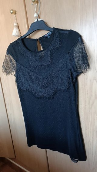 Camiseta Morgan Negra Encaje Talla XS