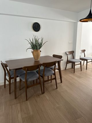 Mesa comedor 6 sillas madera/gris