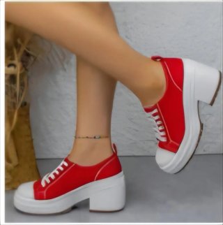 Zapatillas deportivas tacón ancho rojas y blancas