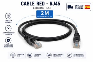 Cable Red Ethernet RJ45 Cat.6 UTP 2M Negro