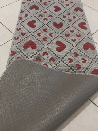 Tappeto cucina 57x365 cm cuori rossi