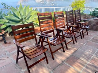 5 Sillas de Madera Plegables Terraza y Jardin