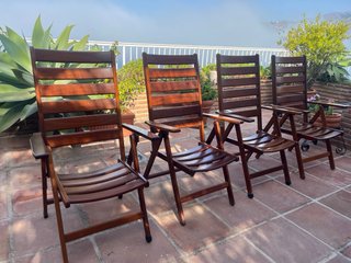 5 Sillas de Madera Plegables Terraza y Jardin