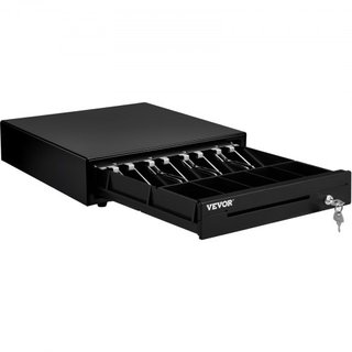 Cajón de Caja Registradora, 33 cm 12 V, para Sistema POS con 4 Bandejas de Billetes y 5 Bandejas de Monedas, Compartimento de Monedas Extraíble y 2 Llaves Incluidas, Cable RJ11/RJ12 para Supermerc...